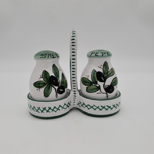 Salt and Pepper Set Olive Decor White Background
