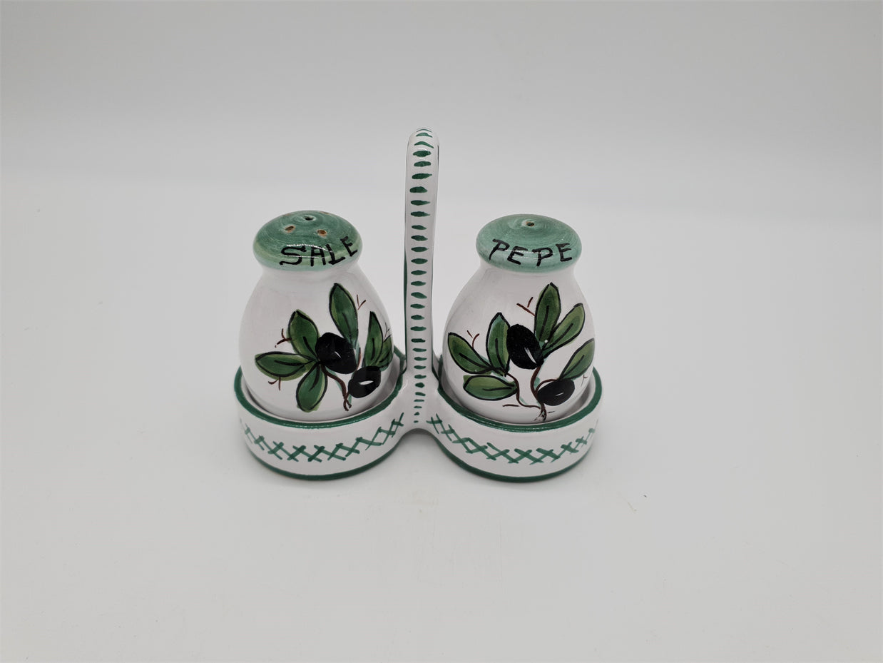 Set Sale e Pepe Decoro Olive Fondo Bianco