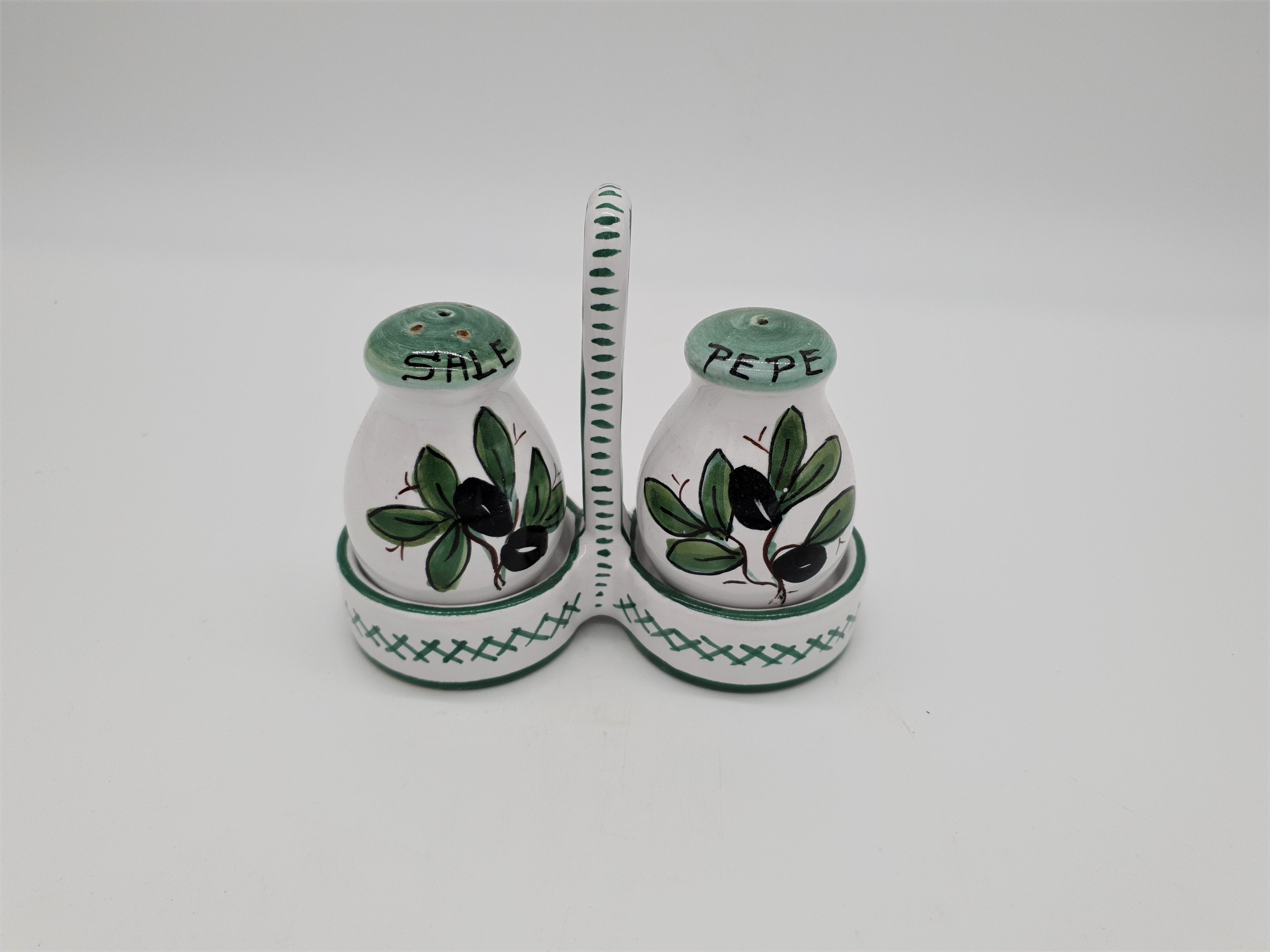Set Sale e Pepe Decoro Olive Fondo Bianco