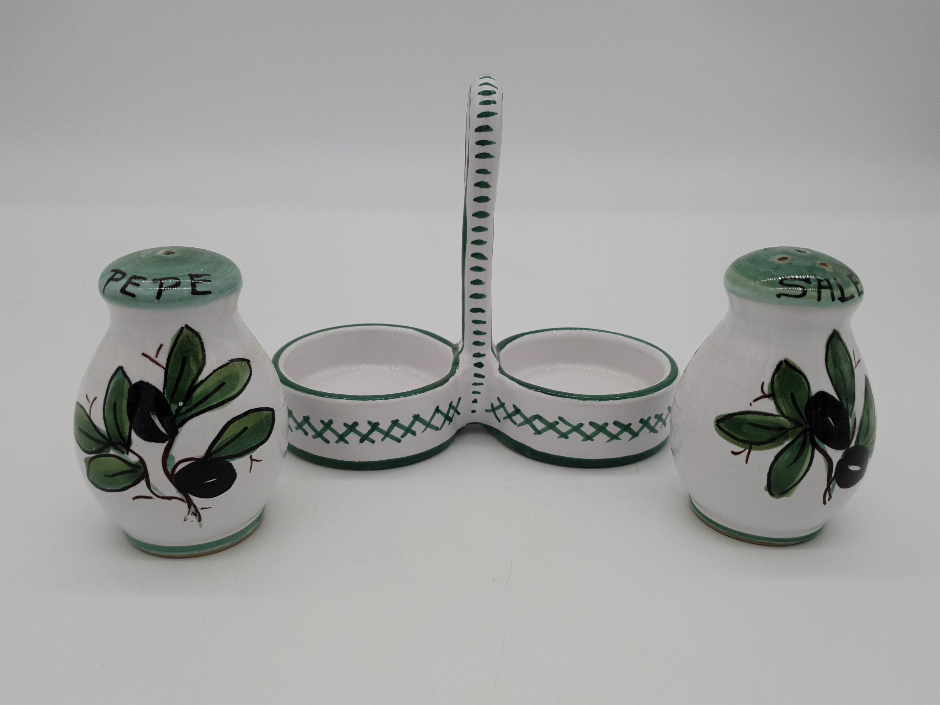 Set Sale e Pepe Decoro Olive Fondo Bianco