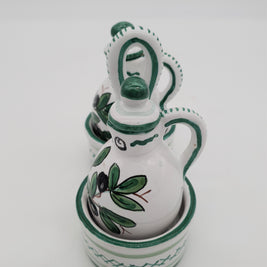 Set Olio Aceto Decoro Olive Fondo Bianco