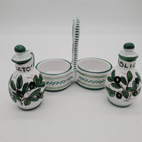 Set Olio Aceto Decoro Olive Fondo Bianco