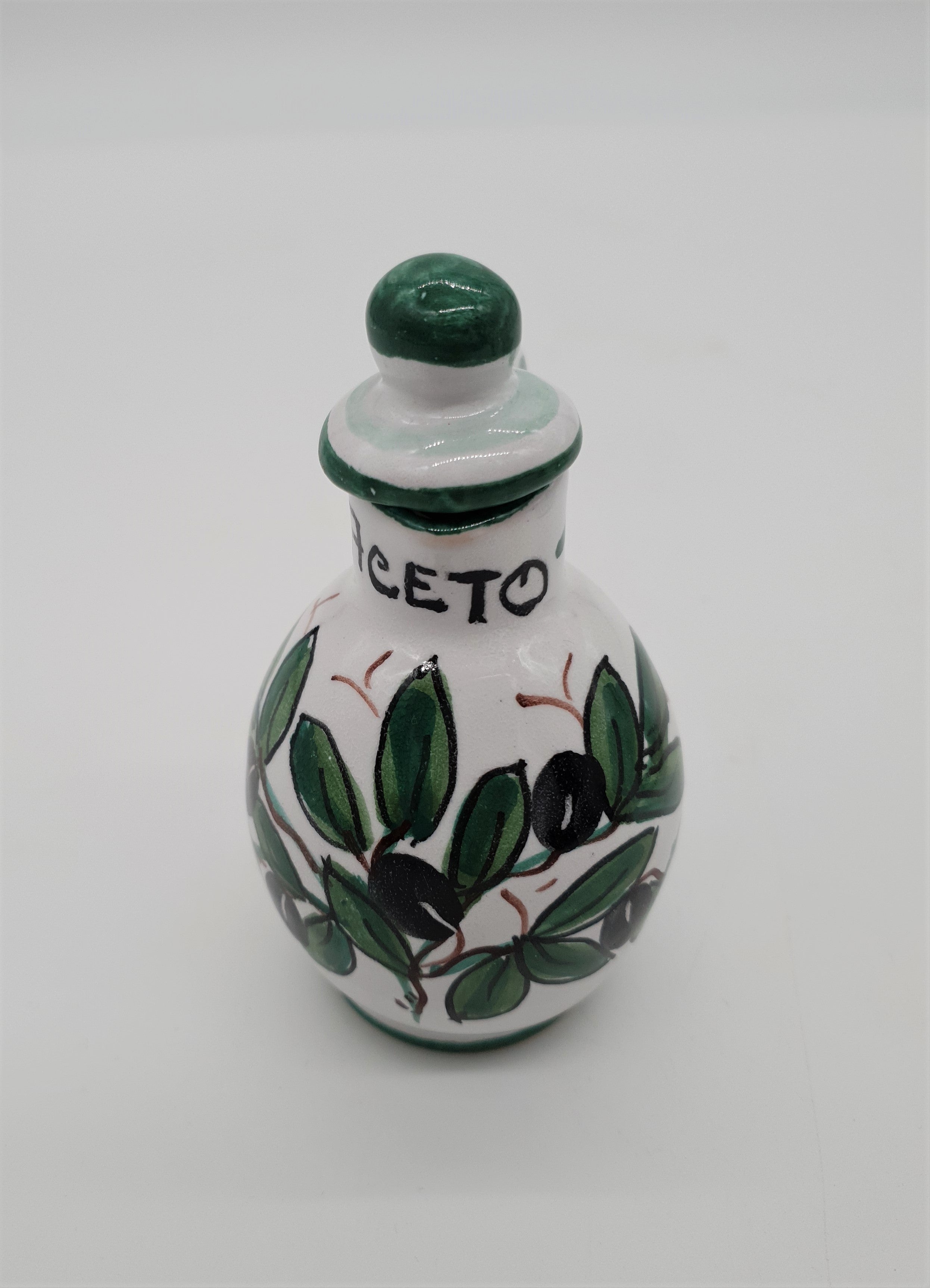 Set Olio Aceto Decoro Olive Fondo Bianco