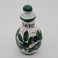 Set Olio Aceto Decoro Olive Fondo Bianco