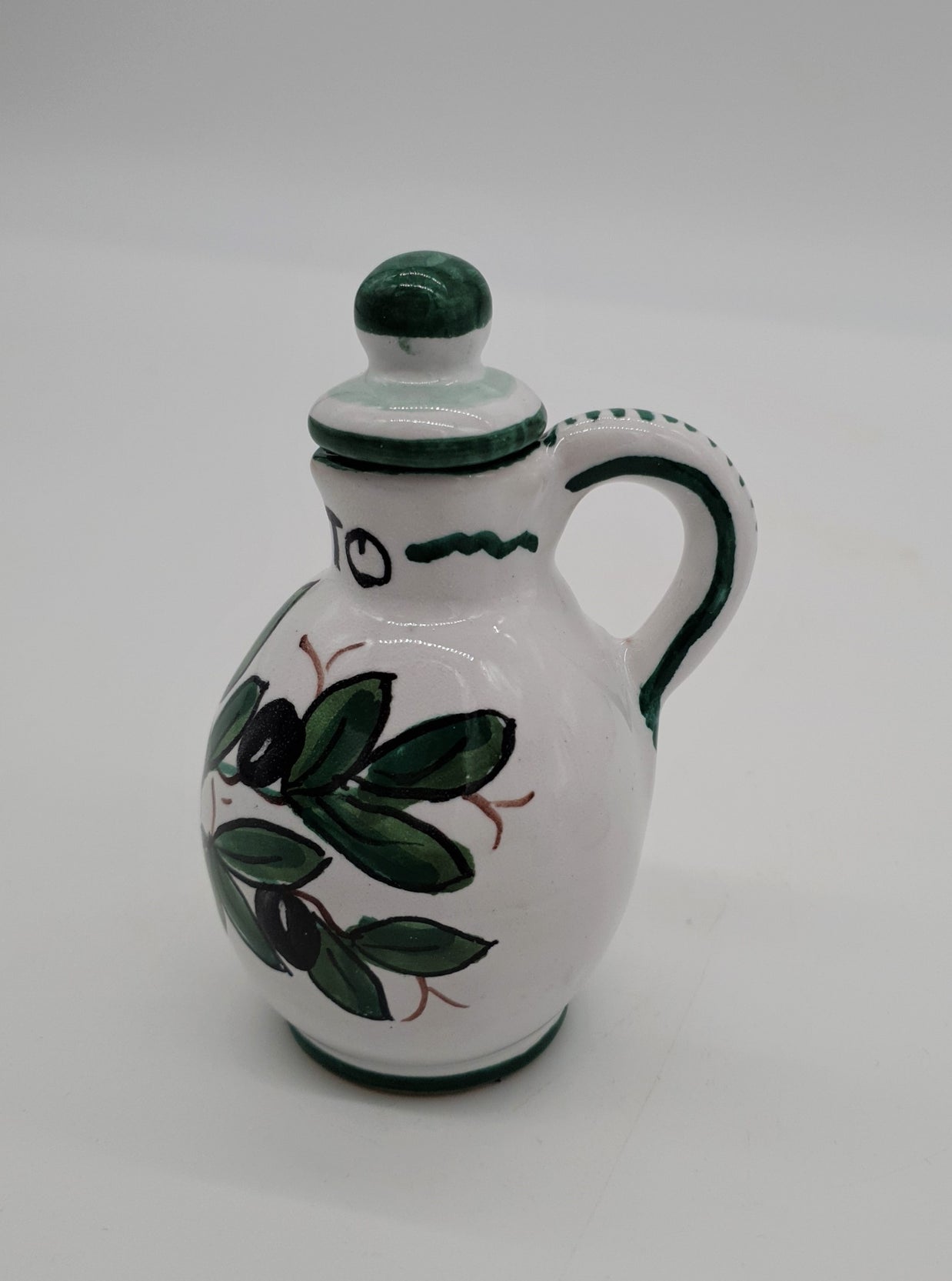 Set Olio Aceto Decoro Olive Fondo Bianco