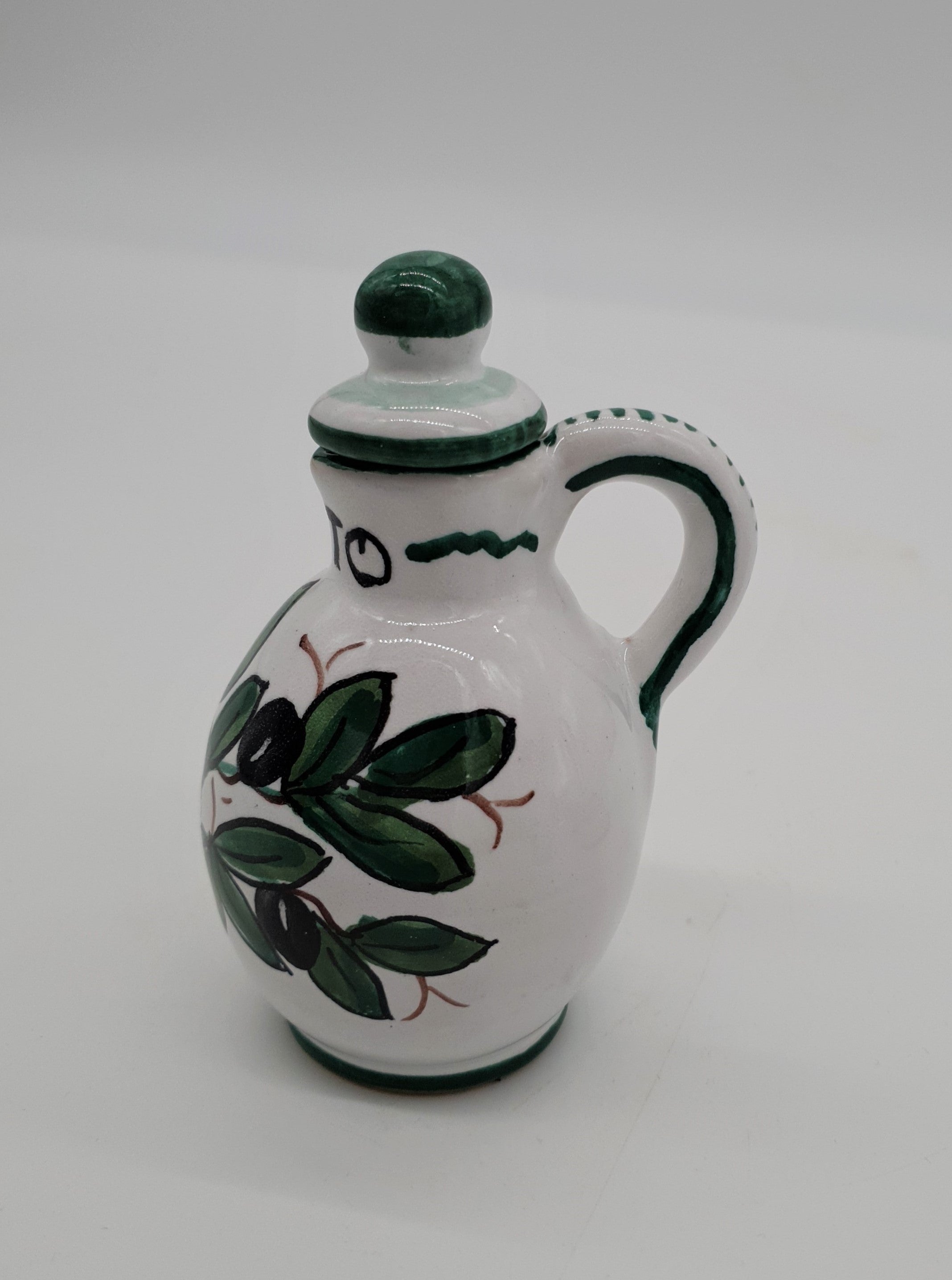 Set Olio Aceto Decoro Olive Fondo Bianco