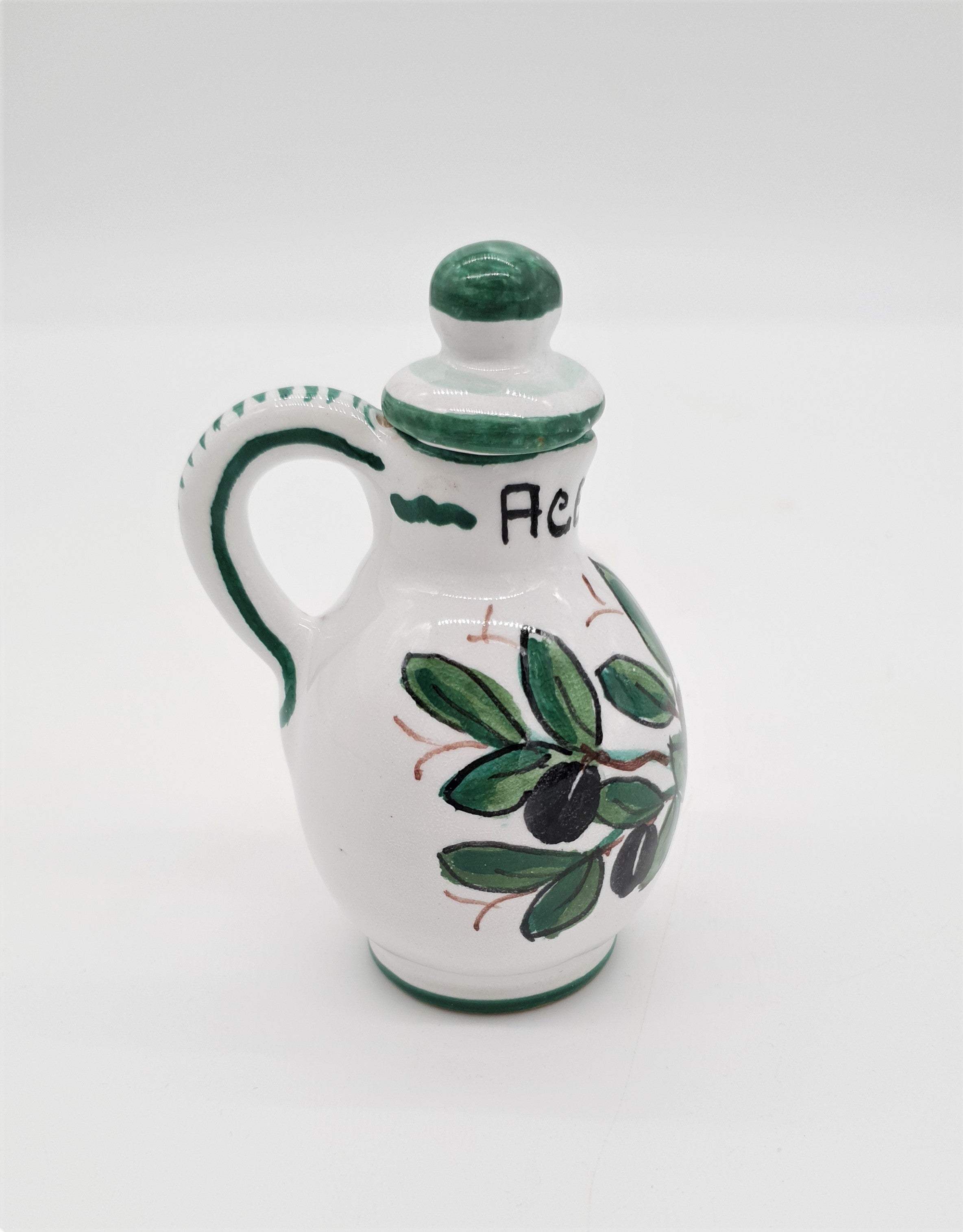 Set Olio Aceto Decoro Olive Fondo Bianco