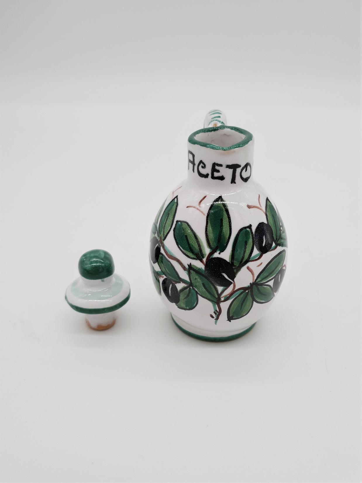 Set Olio Aceto Decoro Olive Fondo Bianco
