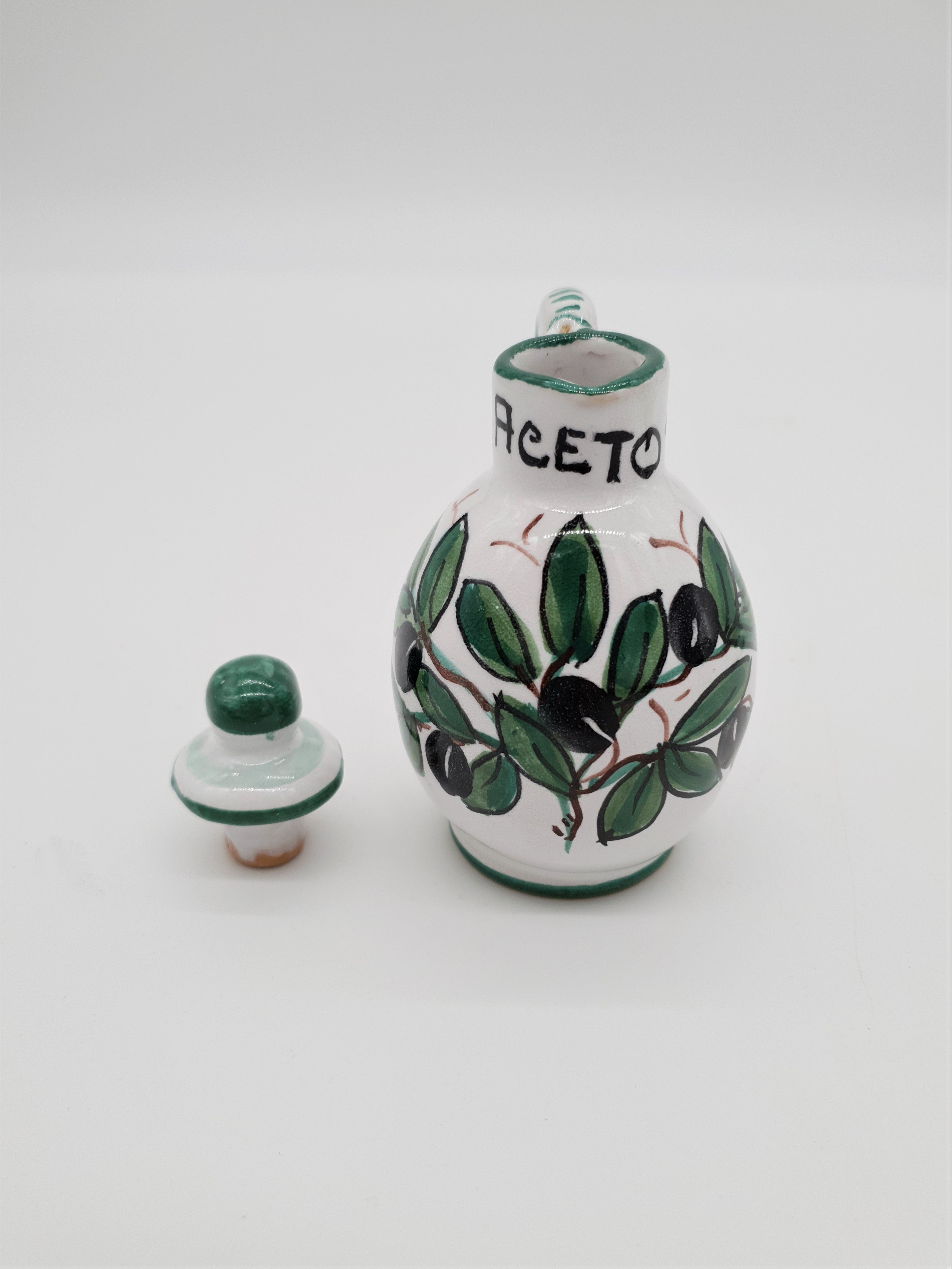 Set Olio Aceto Decoro Olive Fondo Bianco