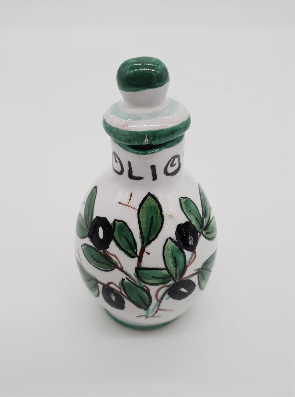 Set Olio Aceto Decoro Olive Fondo Bianco