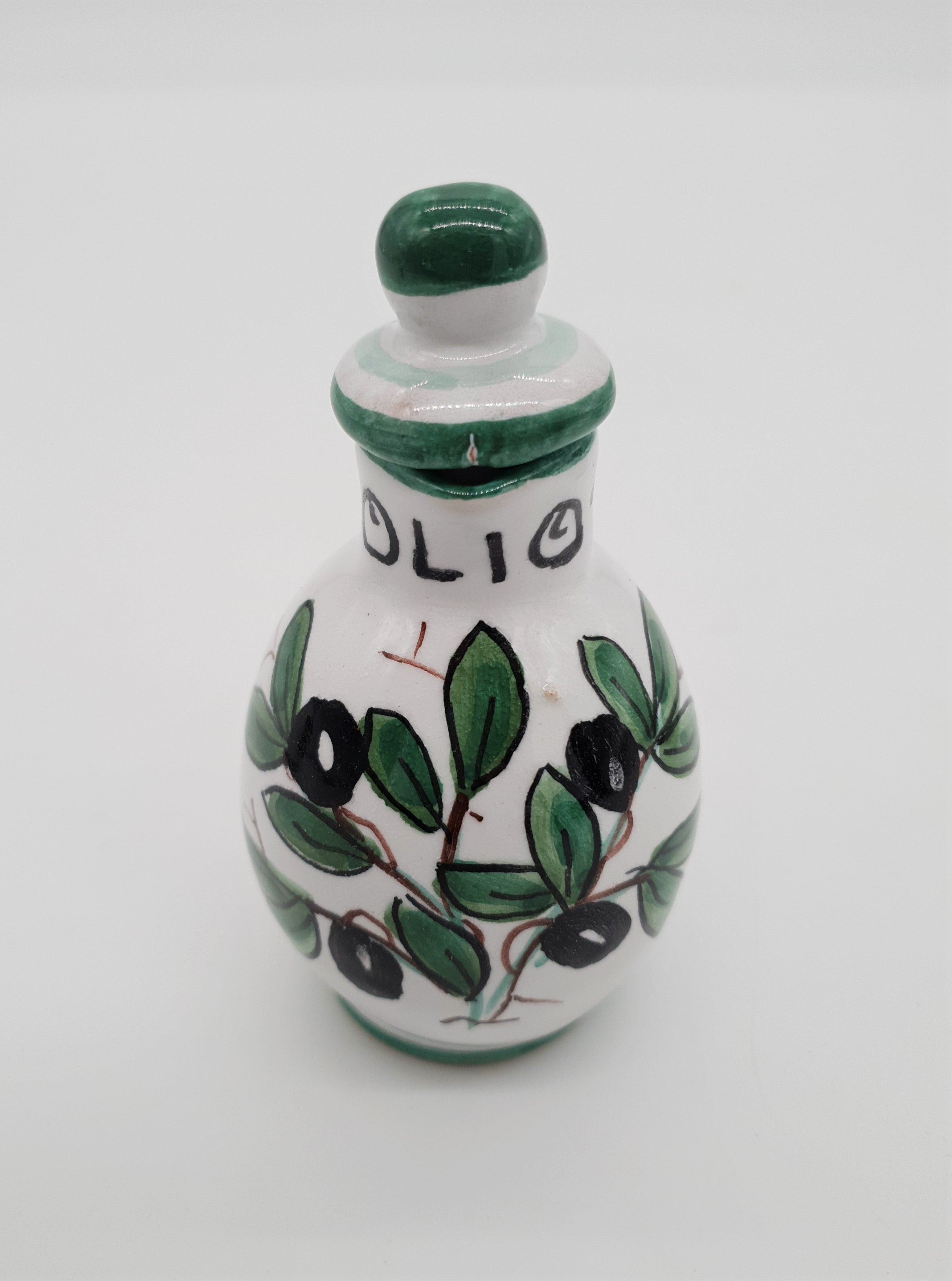 Set Olio Aceto Decoro Olive Fondo Bianco