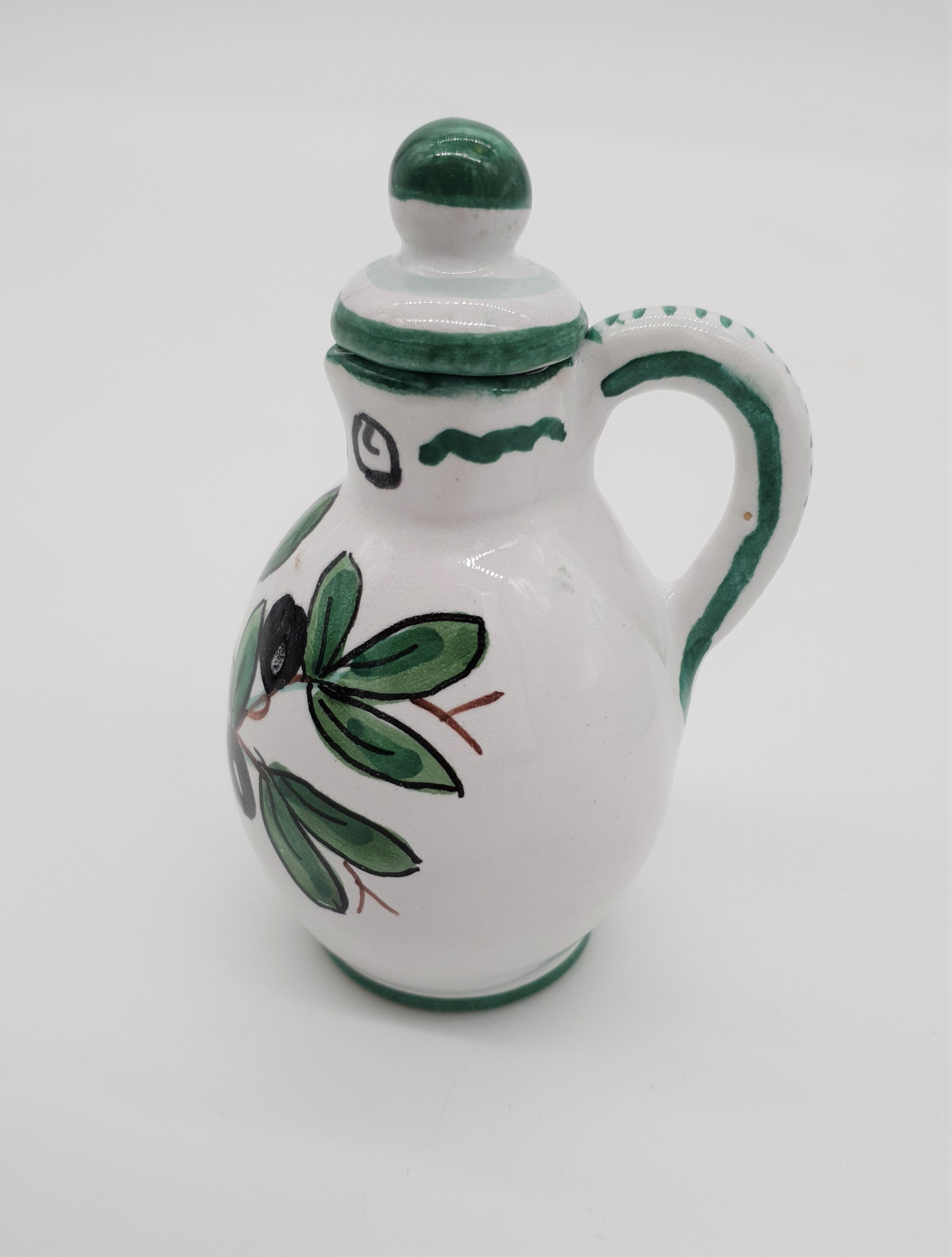 Set Olio Aceto Decoro Olive Fondo Bianco