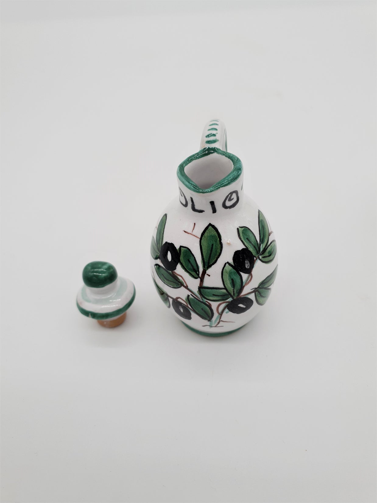 Set Olio Aceto Decoro Olive Fondo Bianco