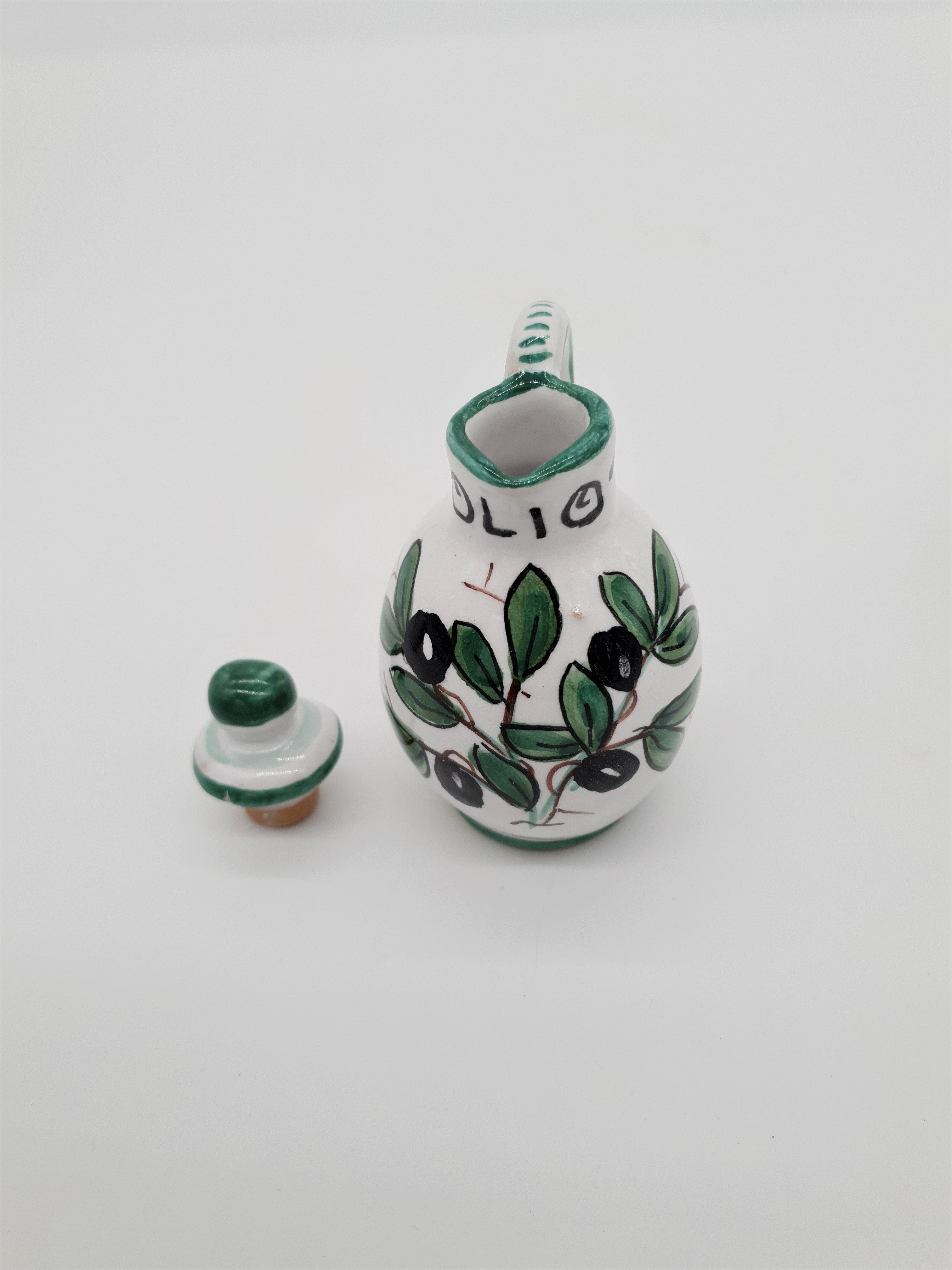 Set Olio Aceto Decoro Olive Fondo Bianco