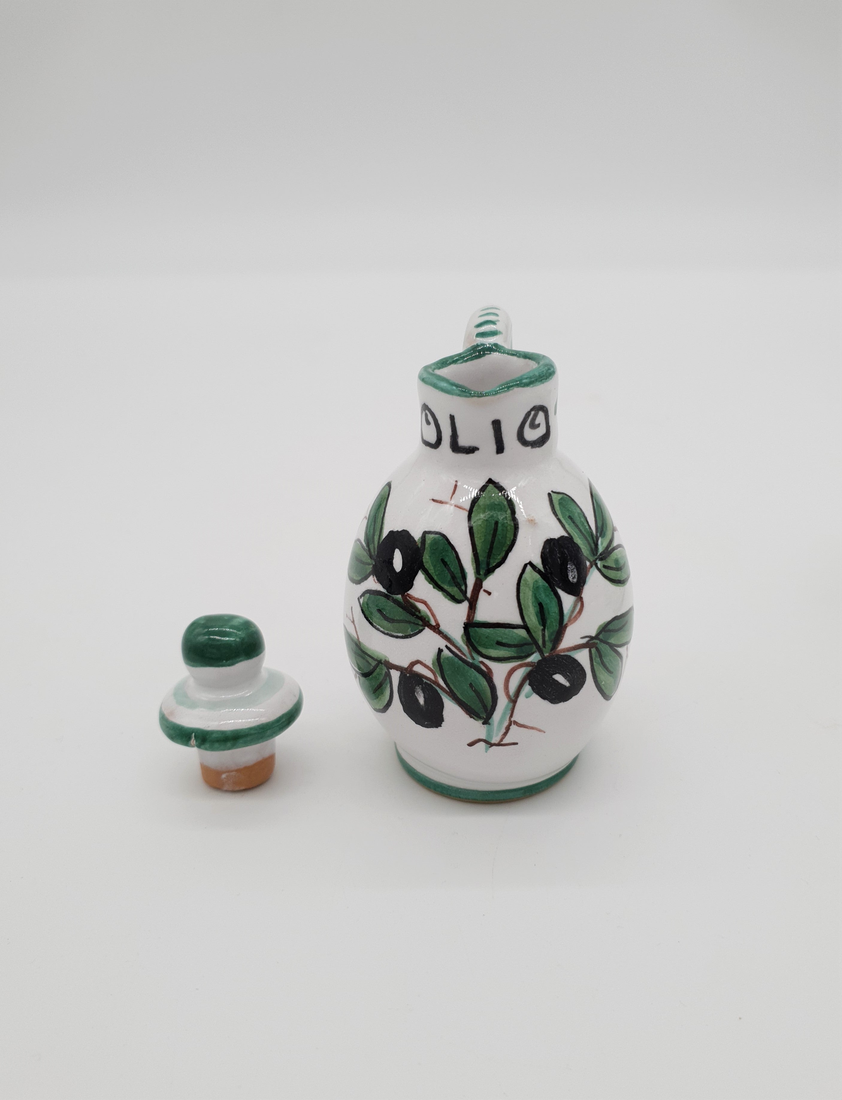 Set Olio Aceto Decoro Olive Fondo Bianco