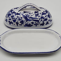 Oval Butter Holder Blue Arabesque Decor