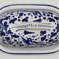 Oval Butter Holder Blue Arabesque Decor