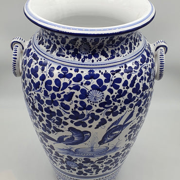 Narrow Blue Arabesque Jar