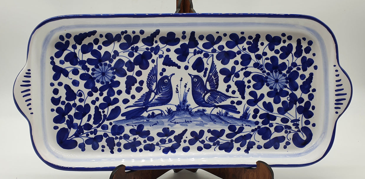 Vassoio Con Manici Decoro Arabesco Blu