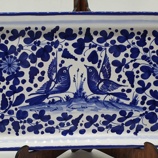 Vassoio Con Manici Decoro Arabesco Blu