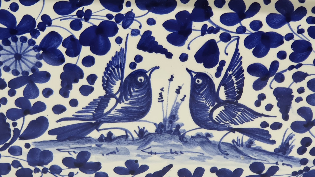 Vassoio Con Manici Decoro Arabesco Blu