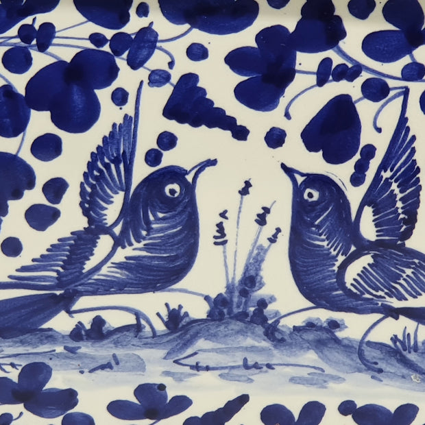 Tray With Blue Arabesque Decor Handles