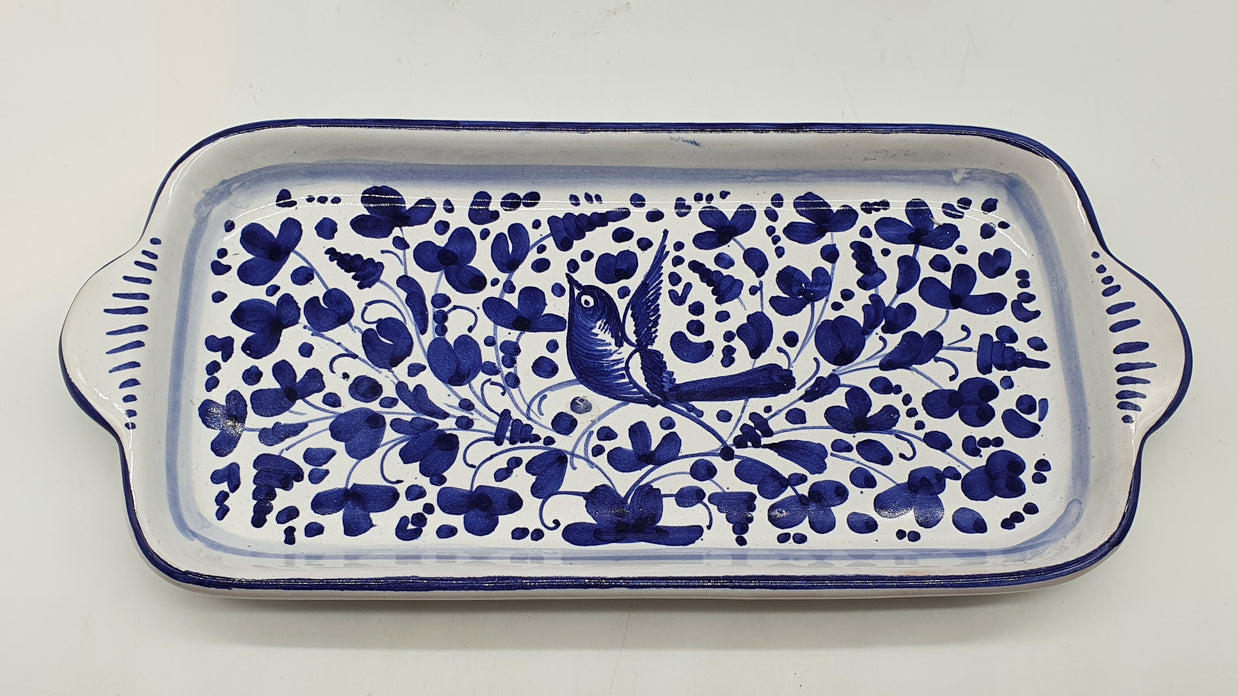 Vassoio Con Manici Decoro Arabesco Blu