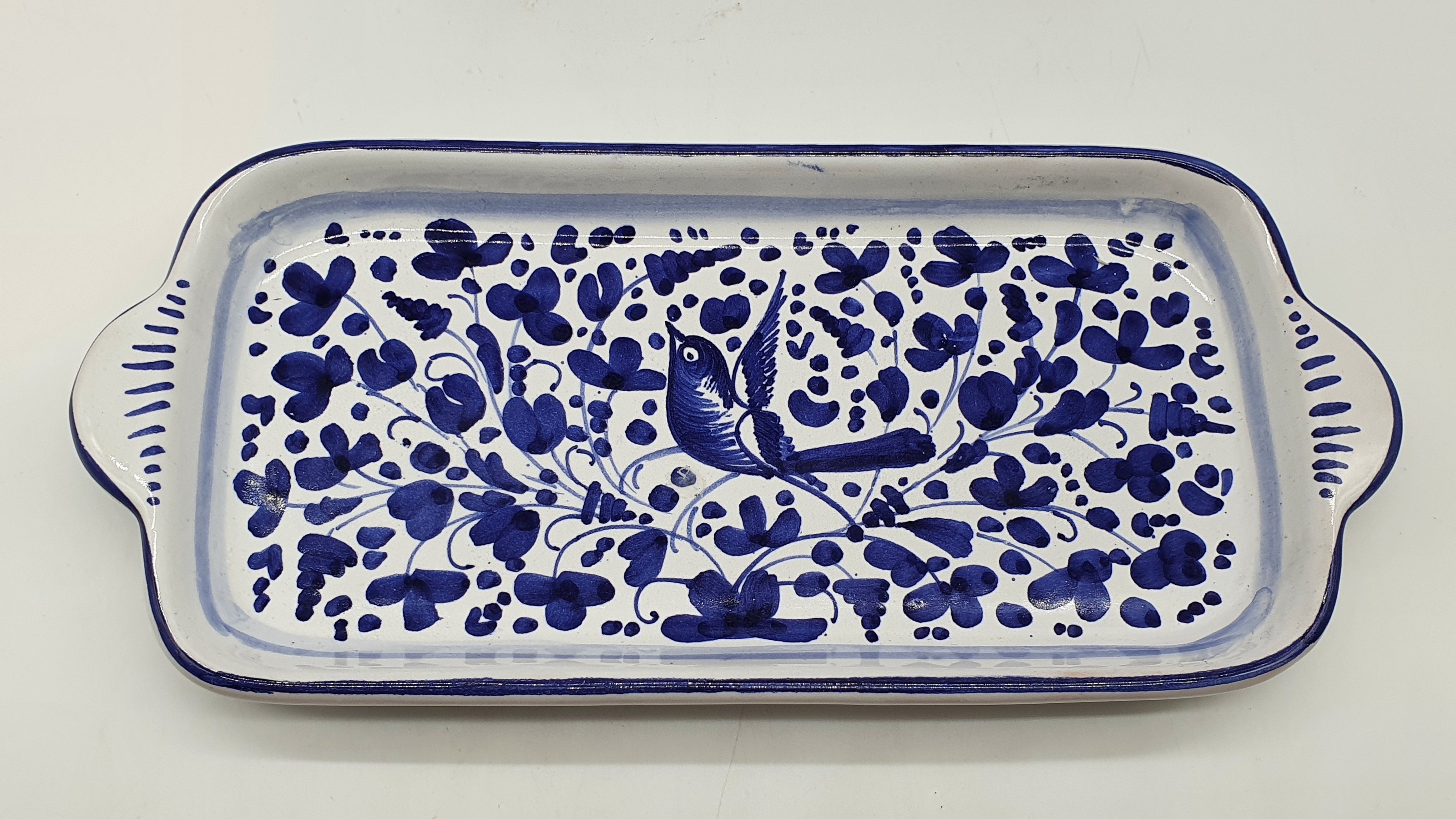 Vassoio Con Manici Decoro Arabesco Blu