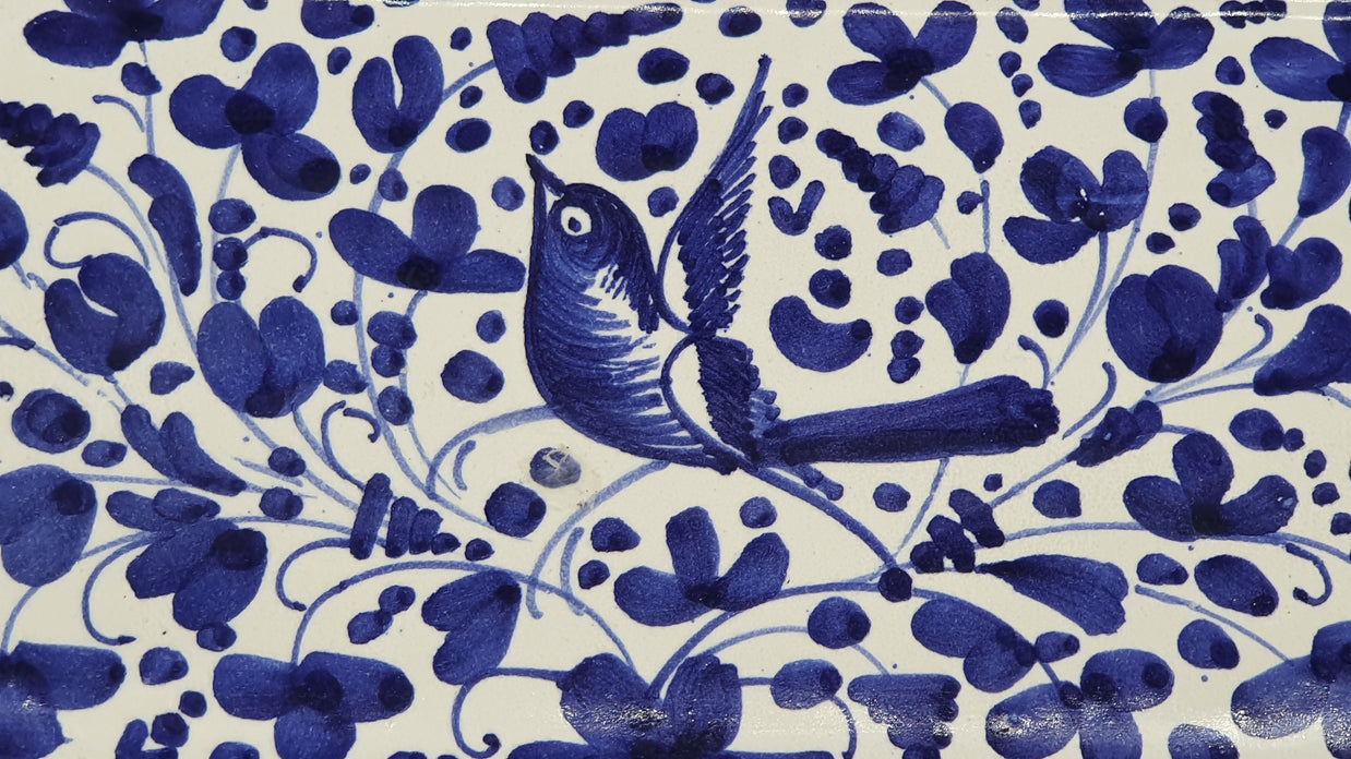 Vassoio Con Manici Decoro Arabesco Blu