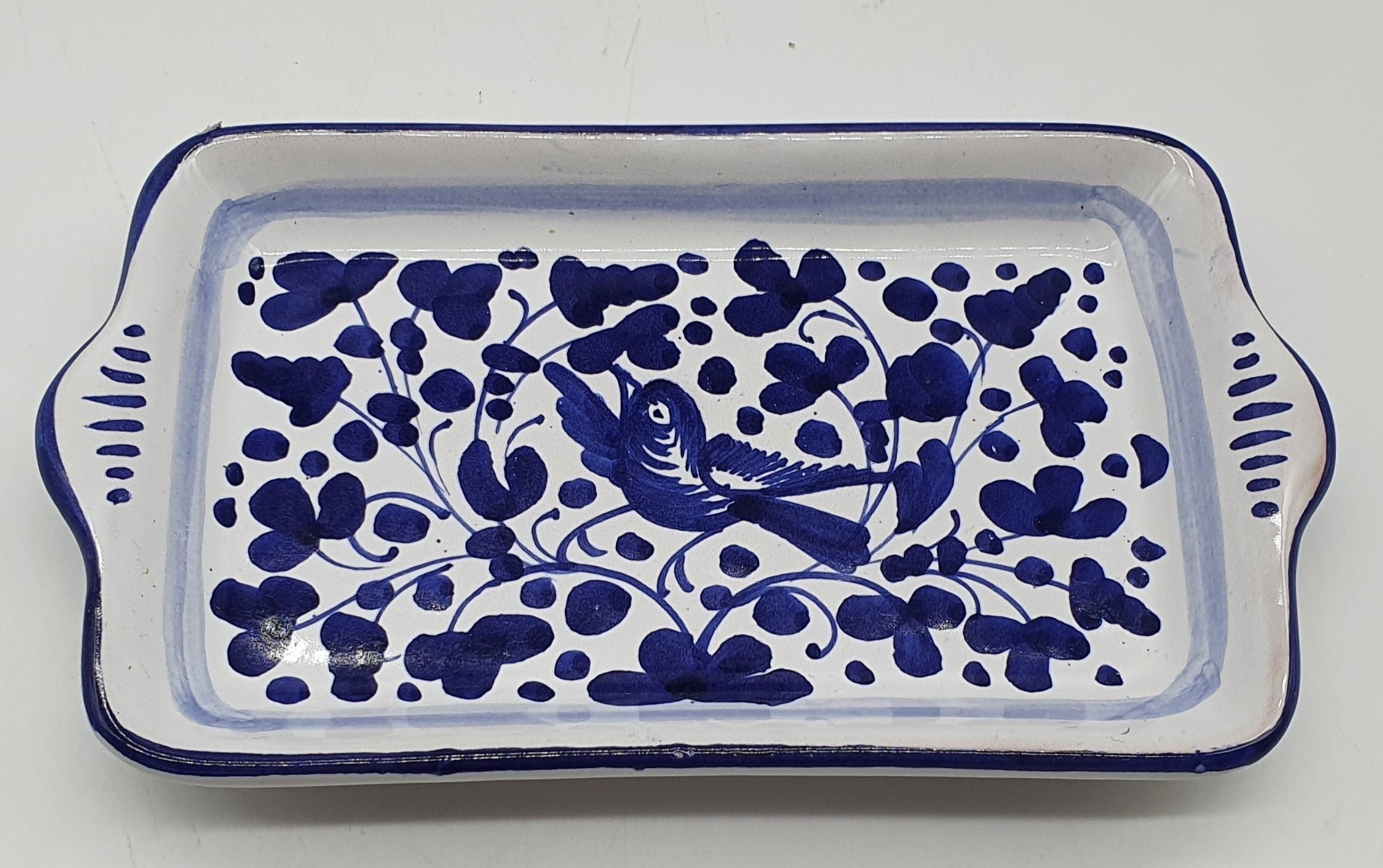 Vassoio Con Manici Decoro Arabesco Blu