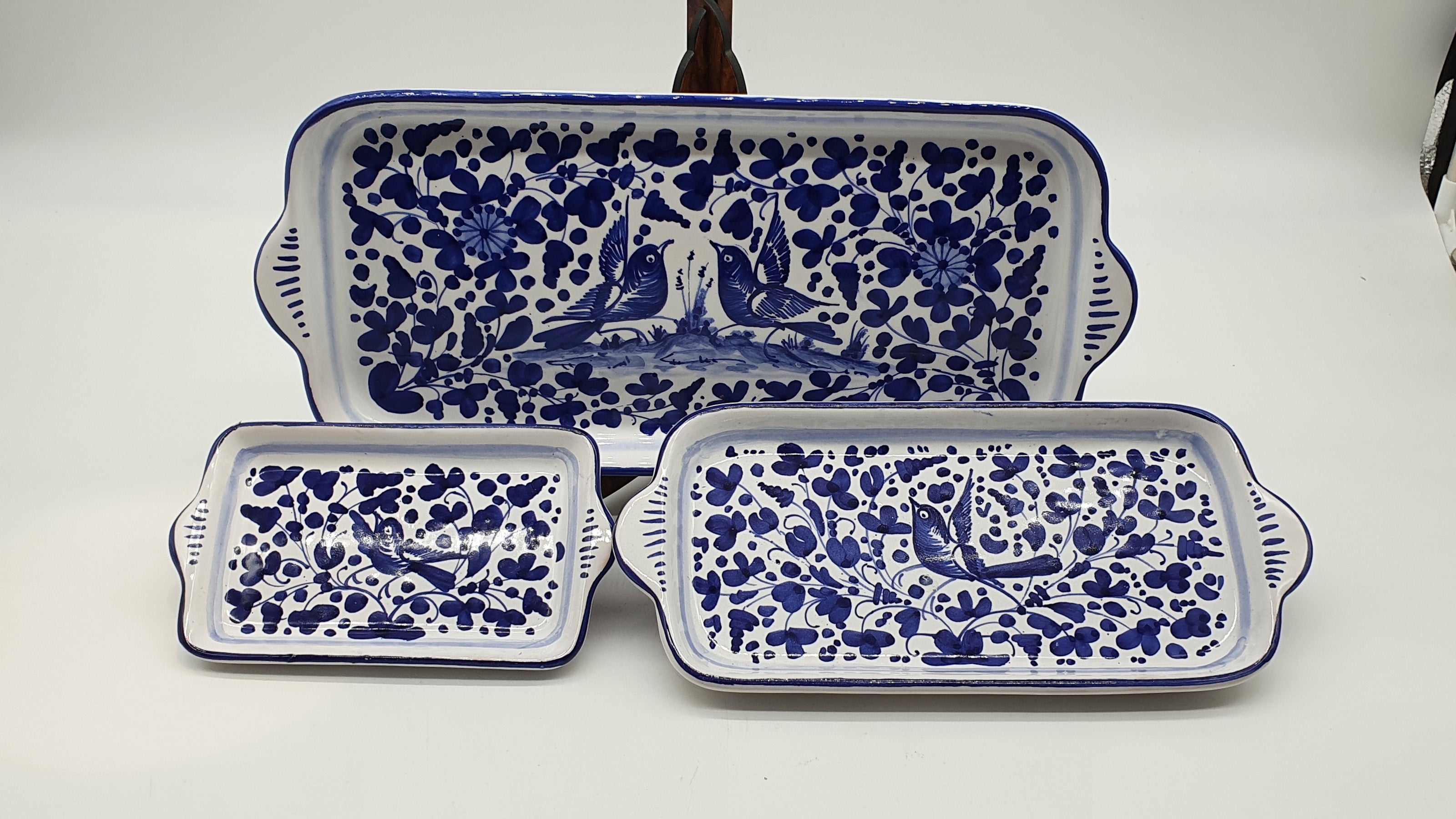Vassoio Con Manici Decoro Arabesco Blu