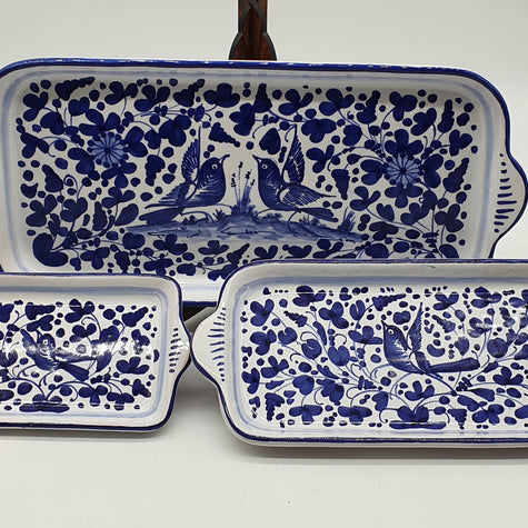 Vassoio Con Manici Decoro Arabesco Blu