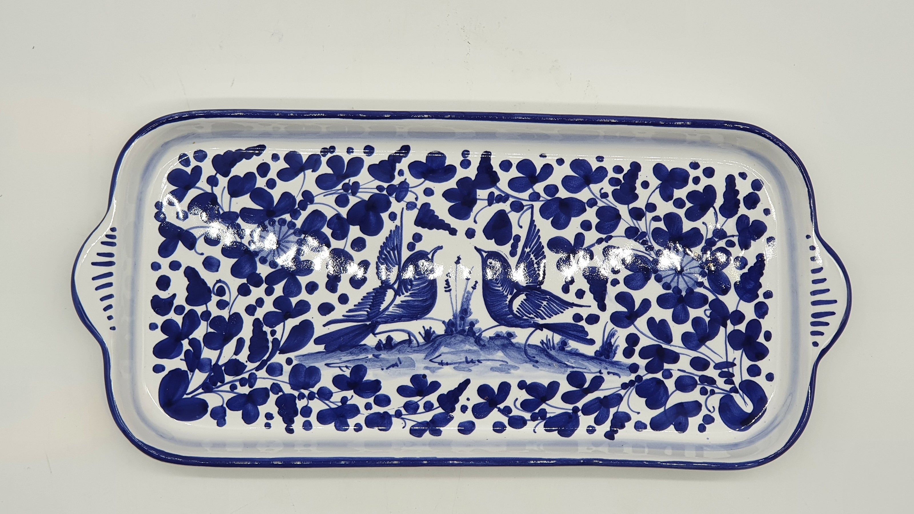 Vassoio Con Manici Decoro Arabesco Blu