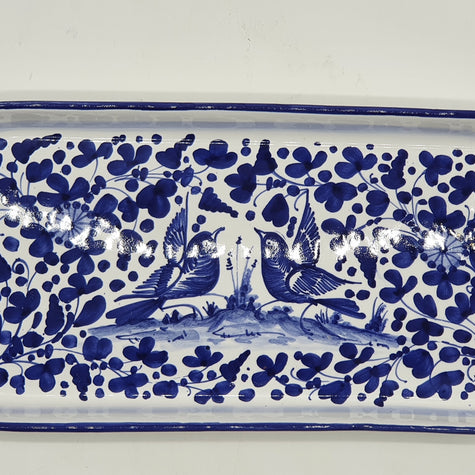Vassoio Con Manici Decoro Arabesco Blu