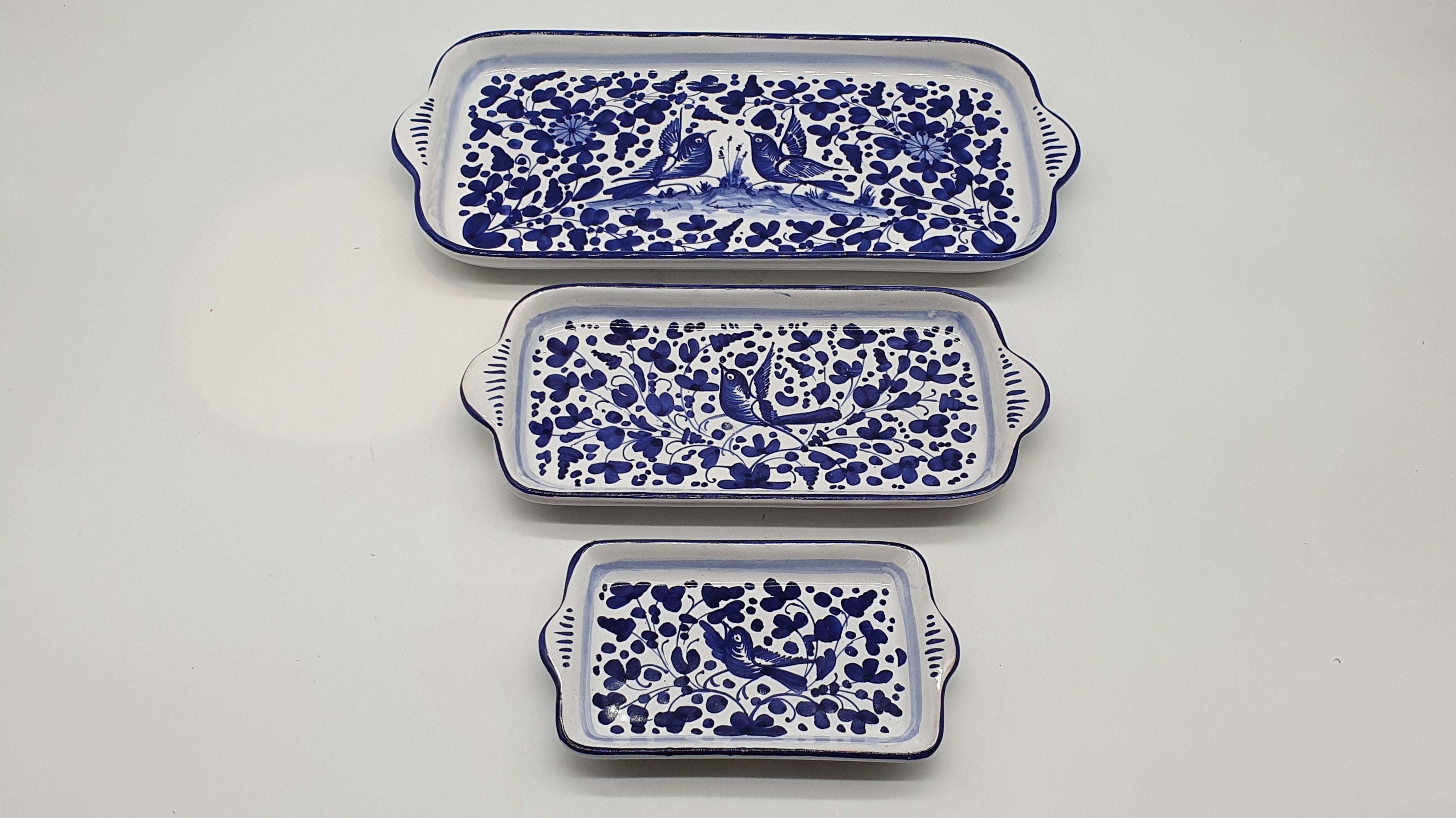 Vassoio Con Manici Decoro Arabesco Blu