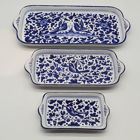 Vassoio Con Manici Decoro Arabesco Blu