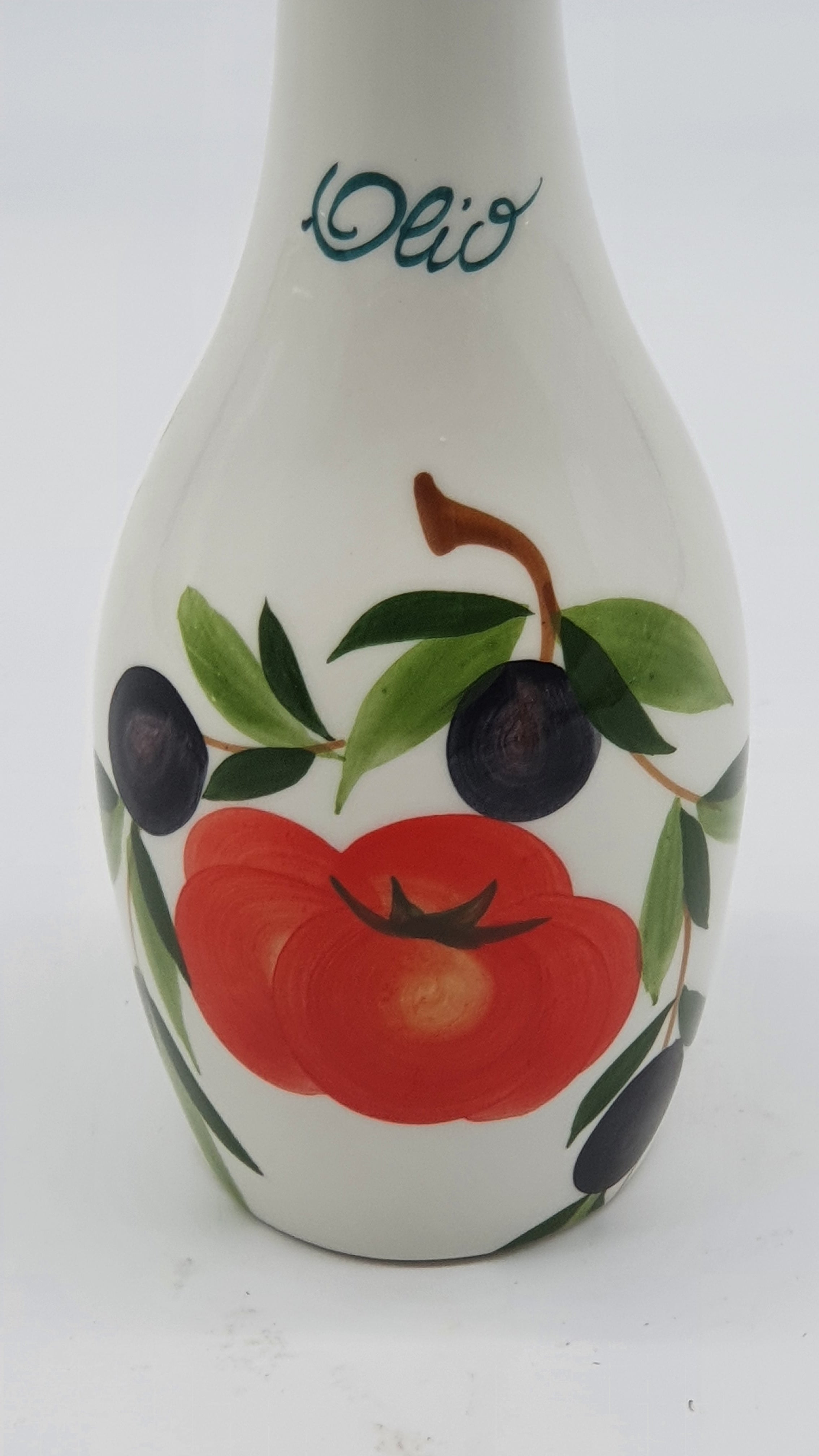Large Oil Cruet Decor Tomatoes And Olives