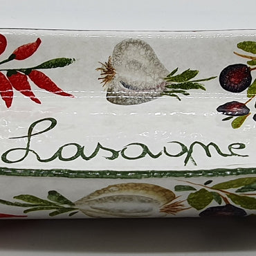 Pirofila Lasagne Da Forno Decoro Aglio Olive E Peperoncino