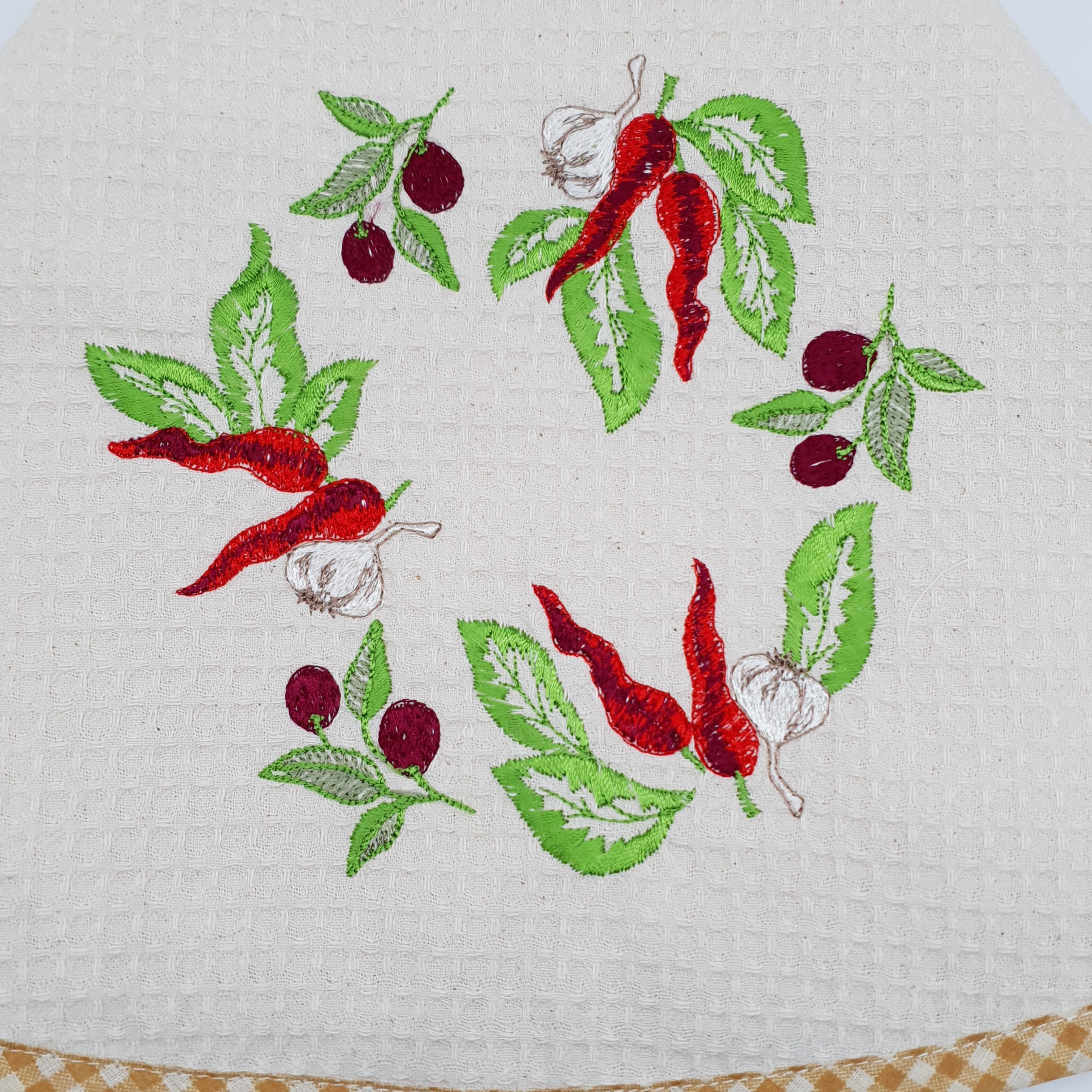 Dishcloth Swivel Beige Chillies and Olives