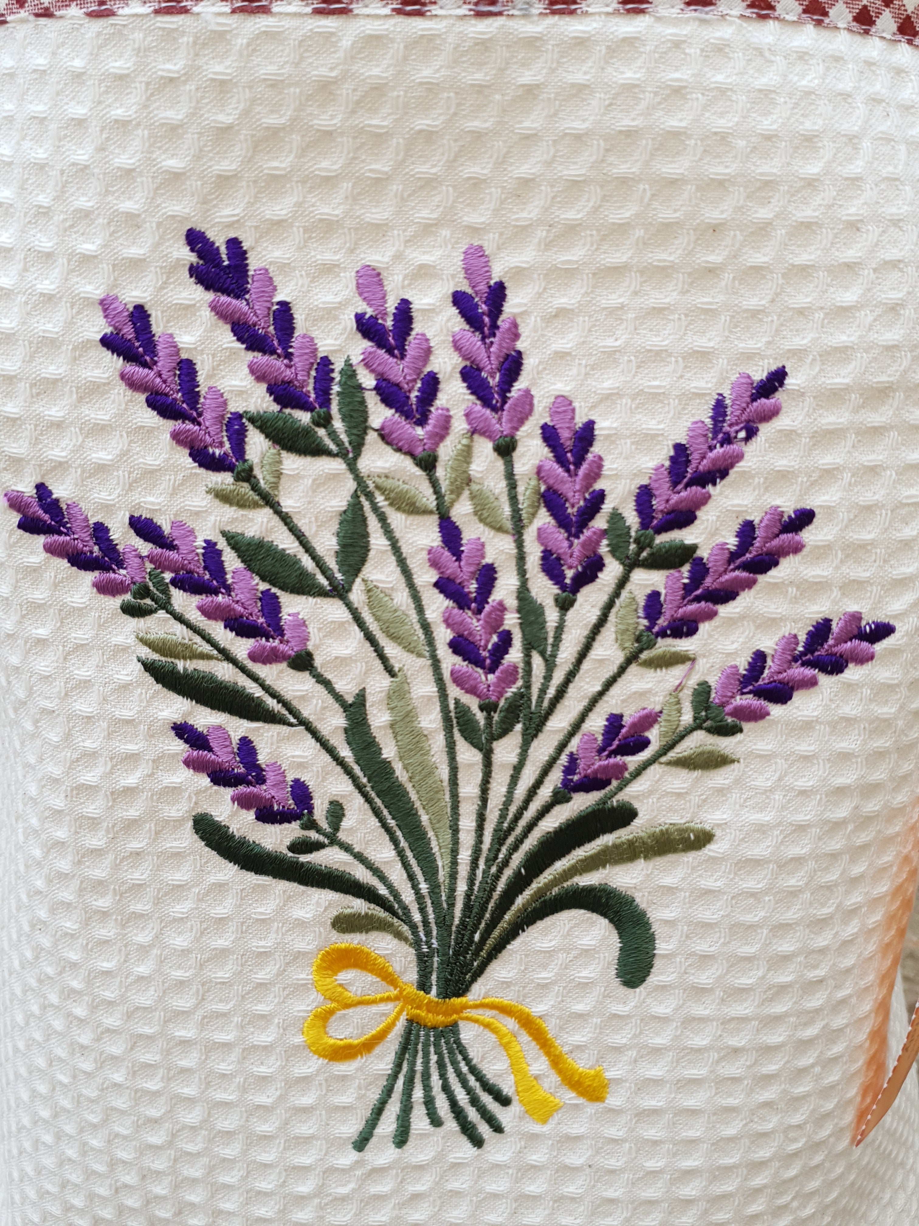 Kitchen Apron Beige Honeycomb Lavender