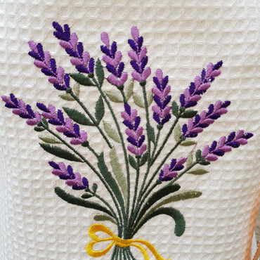 Kitchen Apron Beige Honeycomb Lavender