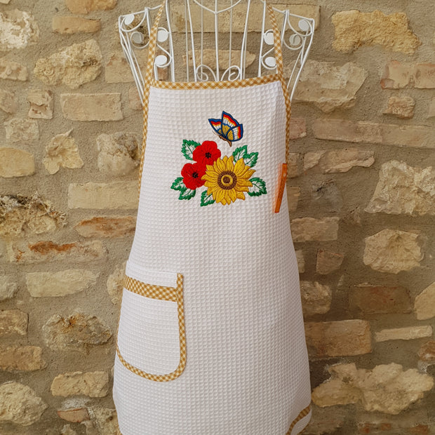 Grembiule Cucina Panna Nido D'Ape Papaveri E Girasole
