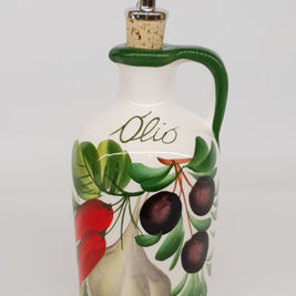 Oliera grande con manico Decoro Aglio Olive Peperoncino