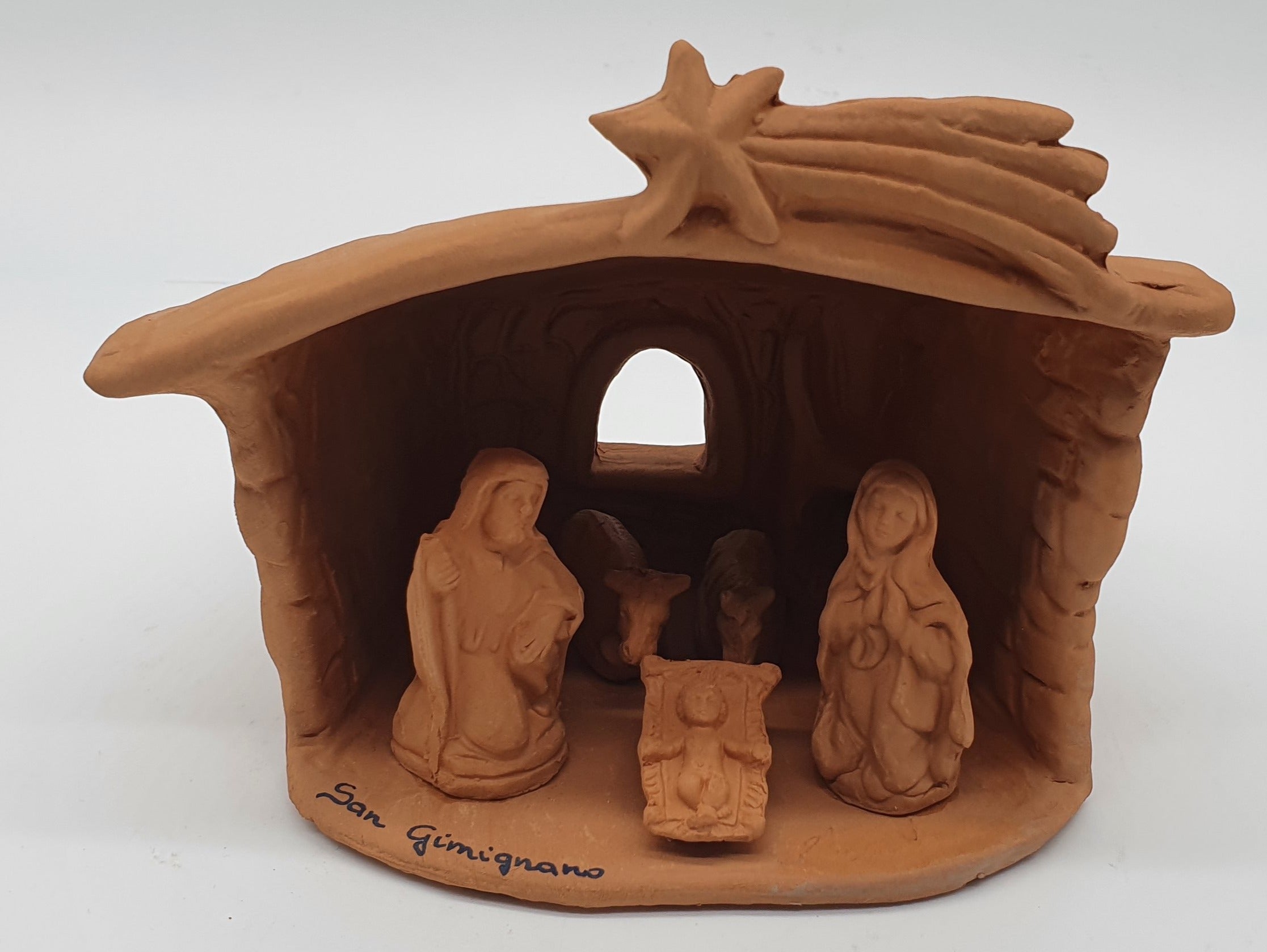 Presepe Terracotta Con Capanna 5 Pezzi cm 6