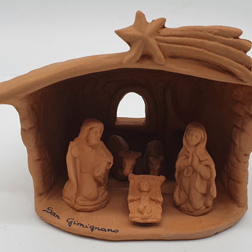 Presepe Terracotta Con Capanna 5 Pezzi cm 6