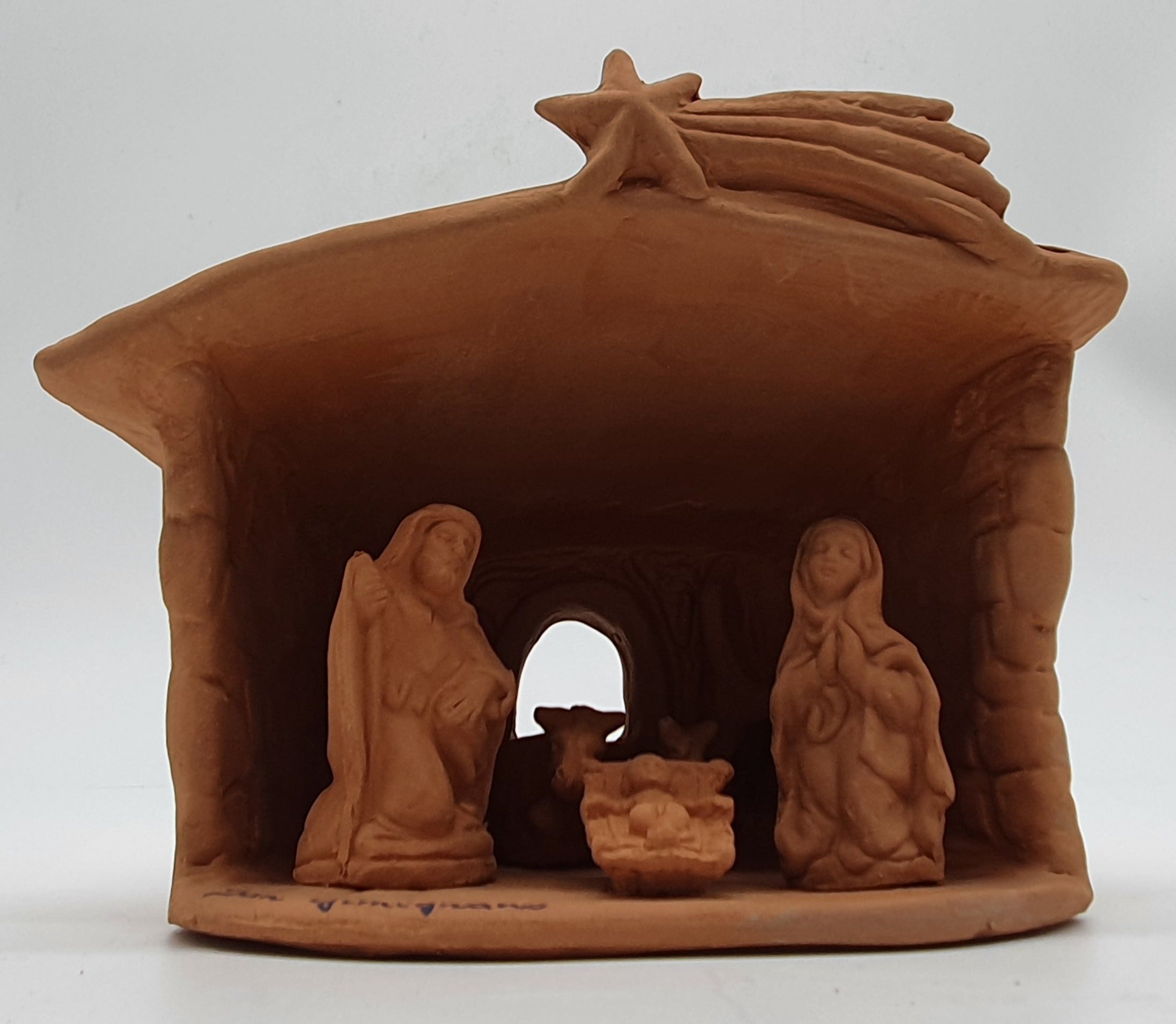 Presepe Terracotta Con Capanna 5 Pezzi cm 6