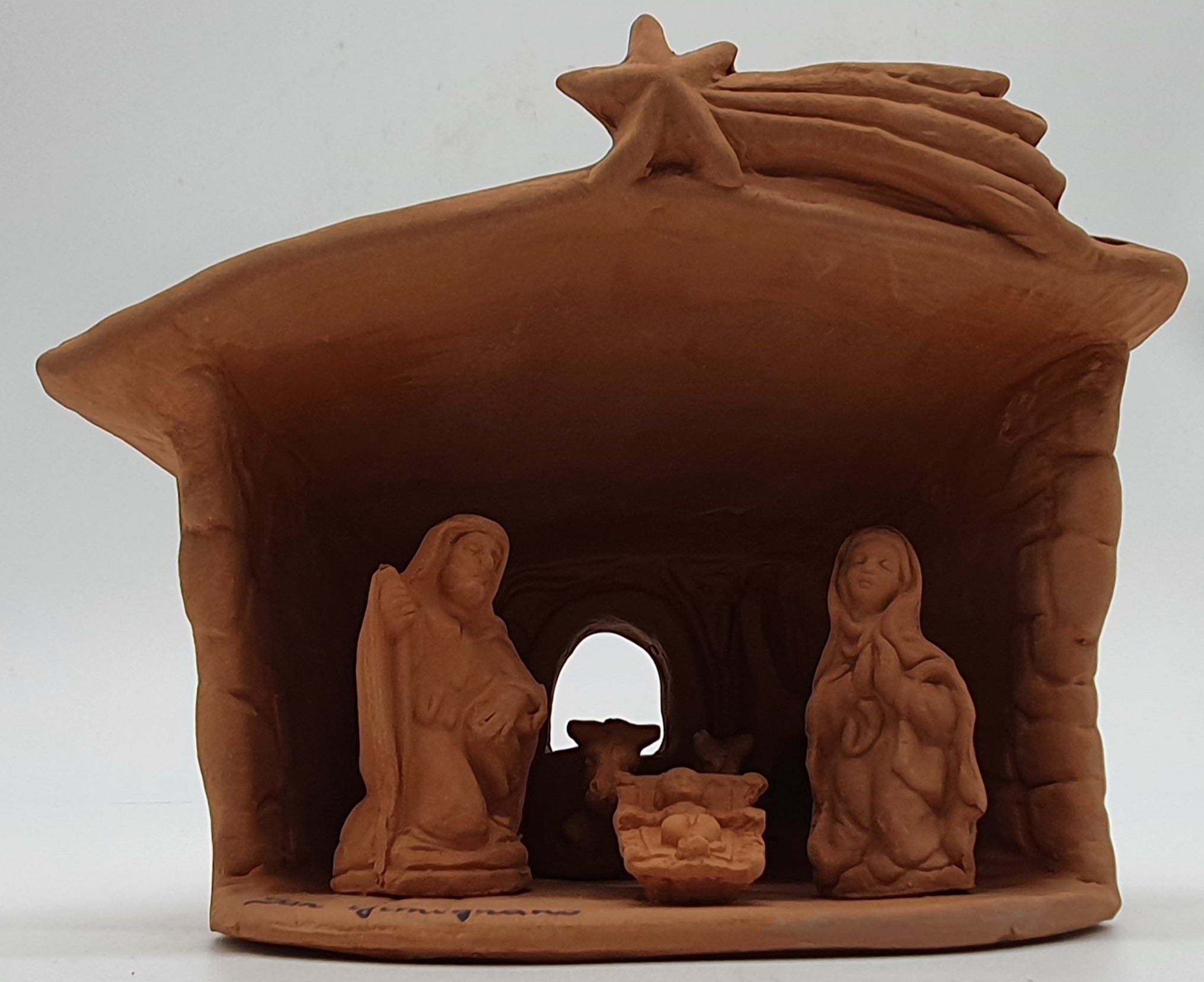 Presepe Terracotta Con Capanna 5 Pezzi cm 6
