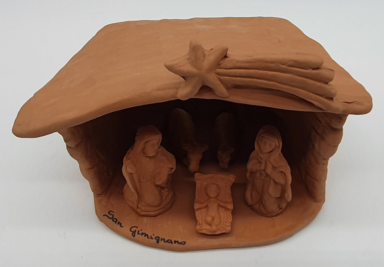 Presepe Terracotta Con Capanna 5 Pezzi cm 6