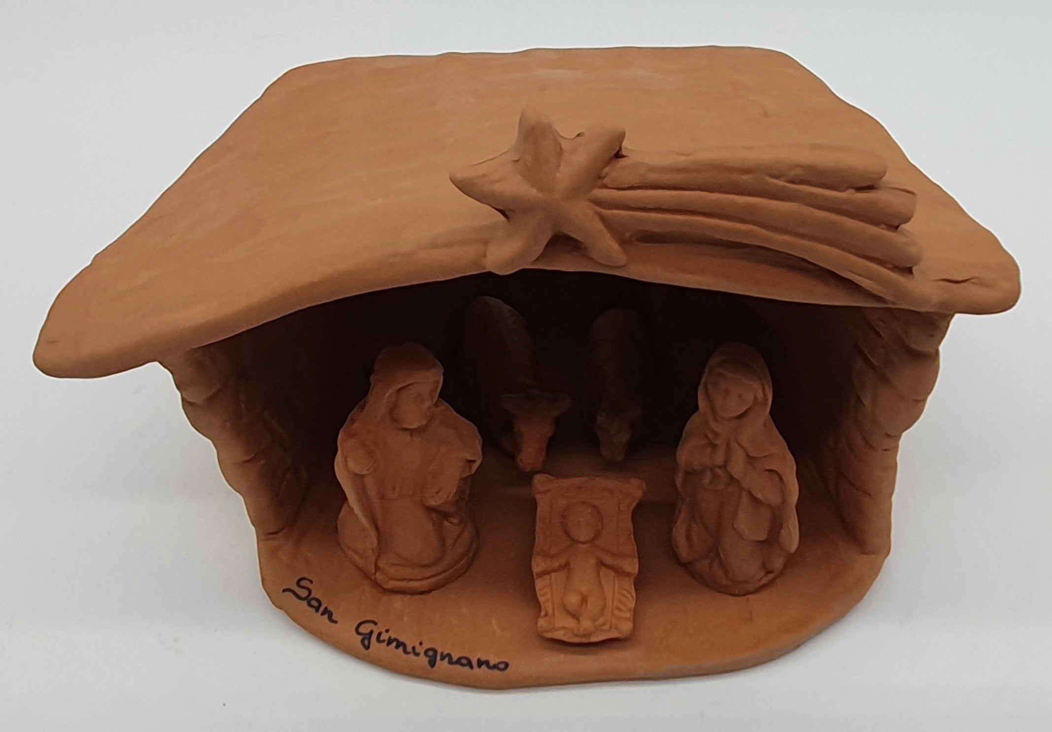 Presepe Terracotta Con Capanna 5 Pezzi cm 6