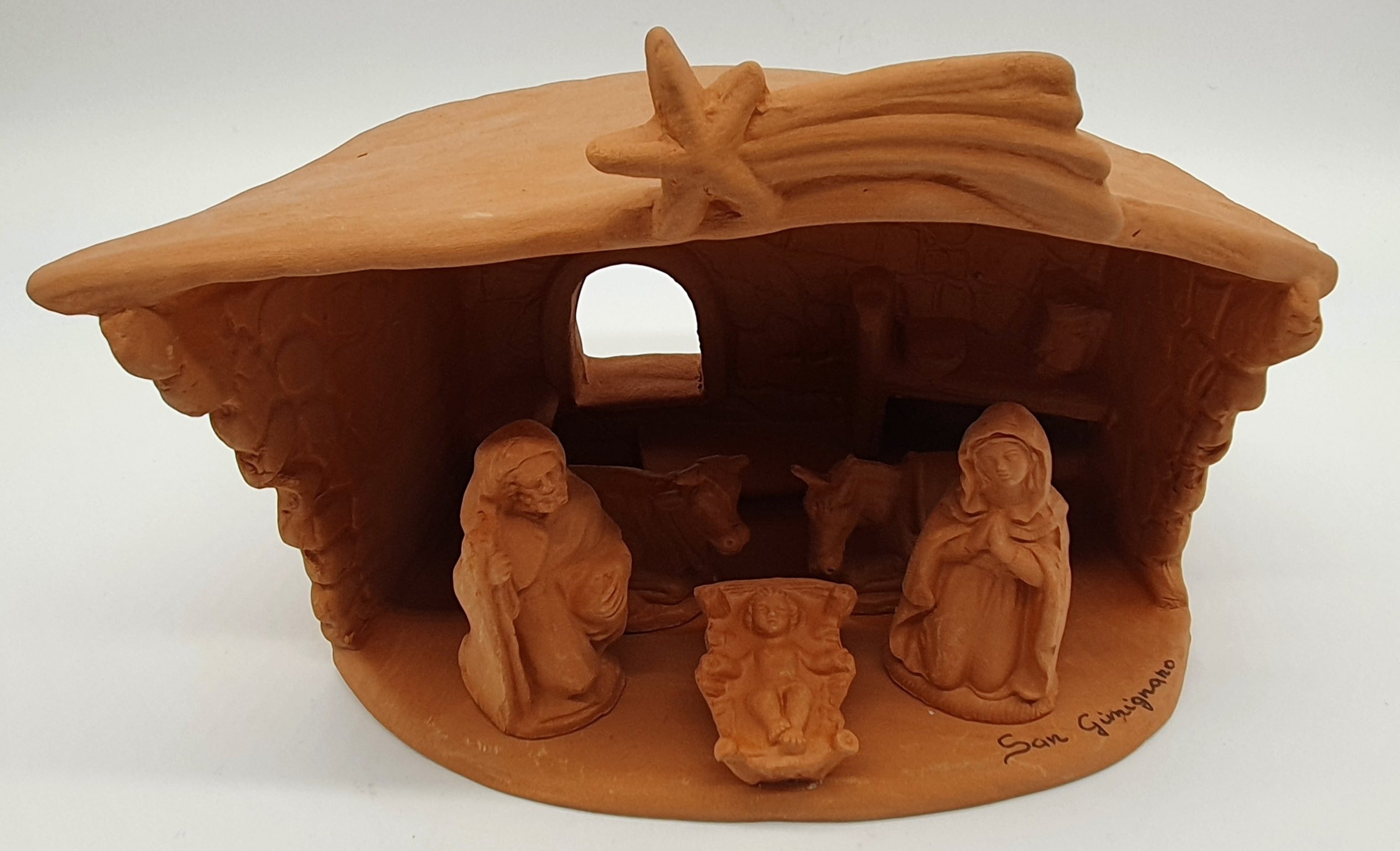 Presepe Terracotta Con Capanna 5 Pezzi cm 7